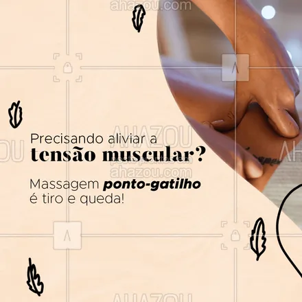 posts, legendas e frases de massoterapia para whatsapp, instagram e facebook: Entre em contato para agendar sua sessão e dê adeus às dores que te acompanham há meses 😍 #AhazouSaude #pontogatilho #tensaomuscular #dores  #massagem  #massoterapia #alivio 