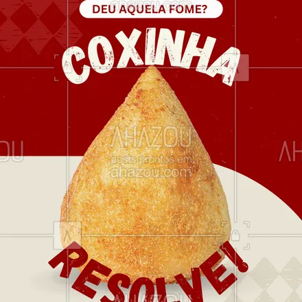 posts, legendas e frases de  para whatsapp, instagram e facebook: Seja no café da manhã, no lanche da tarde ou naquela fome noturna, nossa coxinha é a solução perfeita! Crocante por fora, macia por dentro e recheada de sabor. Peça já! 📞🍴
#CoxinhaCrocante #LanchePerfeito #FomeDeCoxinha #DeliveryDeSabor
