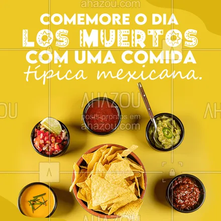 posts, legendas e frases de cozinha mexicana para whatsapp, instagram e facebook: O Dia de Los Muertos tem que ser comemorado do jeito certo, com comidinhas típicas do México. 
E nós temos um cardápio especial te esperando, para você sentir que está comemorando o Dia de Los Muertos no México. 
Esperamos você! 
#ahazoutaste #DiadeLosmuertos  #comidamexicana 