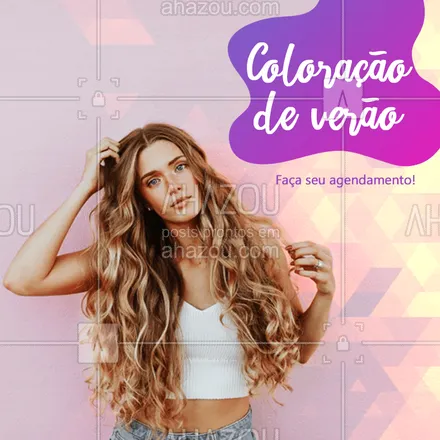 posts, legendas e frases de cabelo para whatsapp, instagram e facebook: Venha fazer a coloração do seu cabelo nesse verão!
#verão #salão #coloração #ahazouhair