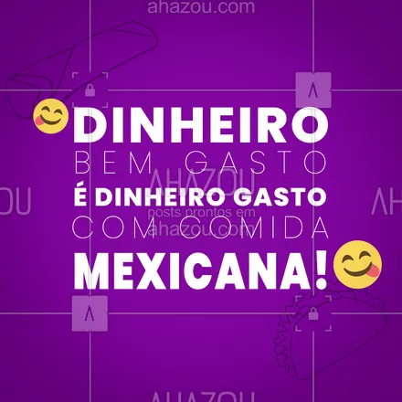 posts, legendas e frases de cozinha mexicana para whatsapp, instagram e facebook: O dinheiro que vale a pena gastar! Já pediu sua comida mexicana hoje? 💖🔥
#ahazoutaste #vivamexico  #comidamexicana  #nachos  #cozinhamexicana  #texmex 