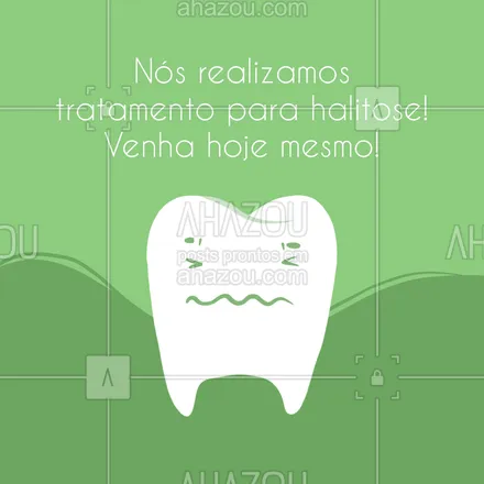 posts, legendas e frases de odontologia para whatsapp, instagram e facebook: Tenha mais qualidade de vida com nosso tratamento para halitose! #AhazouSaude #bemestar  #odonto  #odontologia  #saude 