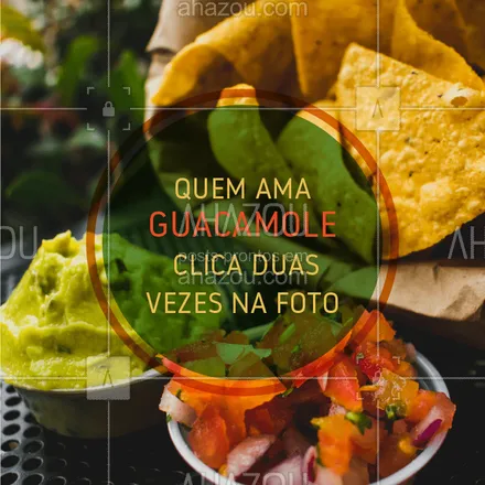 posts, legendas e frases de cozinha mexicana para whatsapp, instagram e facebook: Impossível resistir a um bom guacamole. Venha provar o nosso! #mexicano #ahazou #guacamole #alimentacaoahz #food 