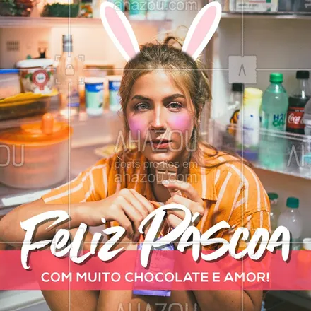 posts, legendas e frases de posts para todos para whatsapp, instagram e facebook: Boa Páscoa a todas as coelhinhas que também são apaixonadas por um chocolate!
#campanhabunny #pascoa #ahazou