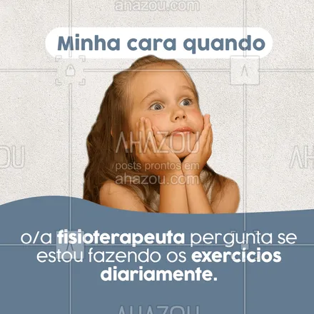 posts, legendas e frases de fisioterapia para whatsapp, instagram e facebook: Quem nunca pulou uns dias de exercícios de fisio, mas falou que fez tudo direitinho ?? #engraçado #memes #saude #bem estar #qualidadedevida #viverbem #cuidese #fisioterapia #fisioterapeuta #exercicios #AhazouSaude 