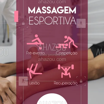 posts, legendas e frases de fisioterapia, massoterapia para whatsapp, instagram e facebook: A massagem esportiva é uma das principais técnicas que compõe o processo de manutenção do estado físico do corpo, seja de atletas ou praticantes de exercícios físicos. ?‍♀
.⠀⠀⠀
Pode ser aplicada de acordo com a necessidade e avaliação do caso e não há contraindicações. ?‍♂

#fisio #fisioterapia #fisioterapiaesportiva #esporte #atleta #ahazou #sports #cuidados #vitorias #massagem #massoterapeuta #massage #ahzreview