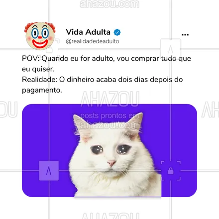 posts, legendas e frases de posts para todos para whatsapp, instagram e facebook: Spoiler: ser adulto é uma eterna tentativa de sobreviver até o próximo salário! 

#ahazou #meme #vidaadulta #adulto #realidadedavidaadulta 