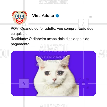 posts, legendas e frases de posts para todos para whatsapp, instagram e facebook: Spoiler: ser adulto é uma eterna tentativa de sobreviver até o próximo salário! 

#ahazou #meme #vidaadulta #adulto #realidadedavidaadulta 