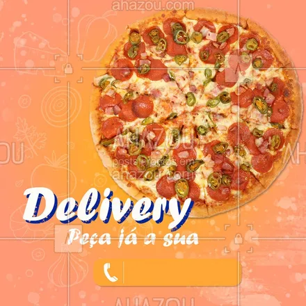 posts, legendas e frases de pizzaria para whatsapp, instagram e facebook: Peça já a sua! ? #pizza #pizzaria #ahazou #delivery #delicia 