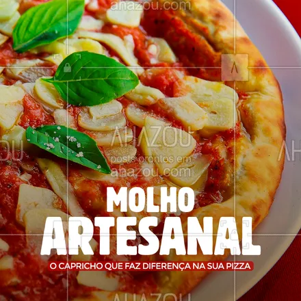 posts, legendas e frases de pizzaria para whatsapp, instagram e facebook: Preparamos todos os nossos molhos do zero, assim garantimos que a nossa pizza seja mais original, saborosa e especial para você! ???
#Pizza #MolhoArtesanal #ahazoutaste  #pizzaria #pizzalife