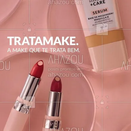 posts, legendas e frases de avon para whatsapp, instagram e facebook: Tratamake é a linha da Avon que vai além: cuida da pele até depois que a gente tira a make. E tem lançamento! Novo batom Tratamake Radiante com cores intensas, efeito Gloss e núcleo de Ácido Hialurônico que hidrata e nutre seus lábios. #MakeQueTeTrataBem  #ahazouavon #ahazourevenda