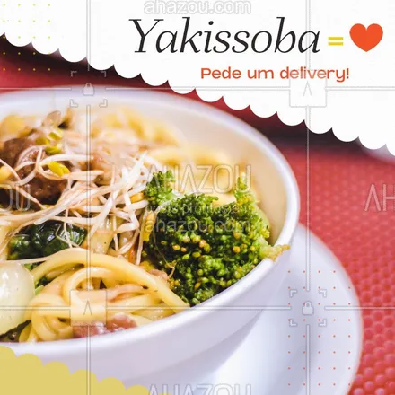 posts, legendas e frases de cozinha japonesa, comidas variadas para whatsapp, instagram e facebook: Yakissoba é bom de mais, ainda mais quando sabemos que é feito com produtos de qualidade e tem aquele sabor especial. Então pede logo um delivery. #yakissoba #ahazoutaste  #japanesefood #delivery
