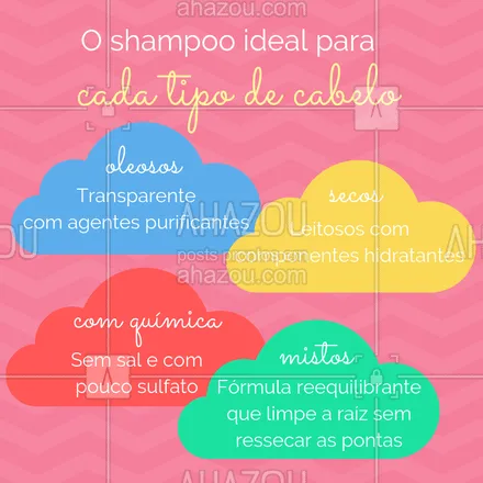 posts, legendas e frases de cabelo para whatsapp, instagram e facebook: Dica: Usar o shampoo ideal para o seu tipo de cabelo também é essencial para garantir a saúde dos fios.
#shampoo #cabelo #ahazou #cronogramacapilar #dicacapilar