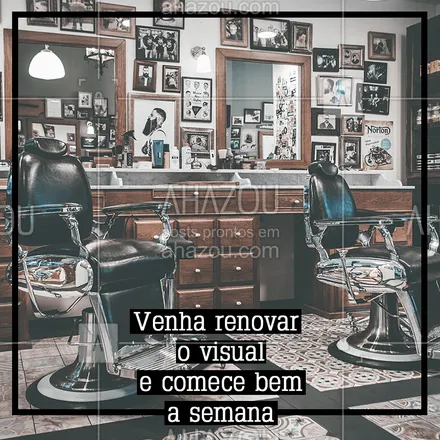posts, legendas e frases de barbearia para whatsapp, instagram e facebook: Renove o visual ? Agende seu horário! #barbearia #barber #ahazou #cabelomasculino 