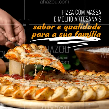 posts, legendas e frases de pizzaria para whatsapp, instagram e facebook: Todo o trabalho duro garante que entreguemos à você uma pizza mais gostosa e caprichada. Bora pedir a de hoje? ??? #Pizza #Pizzaria #ahazoutaste #MassaArtesanal #MolhoArtesanal