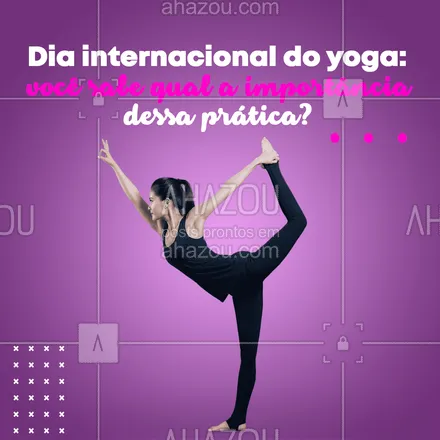 posts, legendas e frases de yoga para whatsapp, instagram e facebook: Dia internacional do yoga: você sabia que a prática alivia o estresse?  Esse é um dos grandes benefícios que o yoga traz, que é de extrema importância para o bem-estar. 

#yoga  #yogainspiration  #yogalife #AhazouSaude #meditation  #namaste #práticadeyoga #yogalover #importânciadayoga #curiosidades #benefíciosyoga #diainternacionaldoyoga