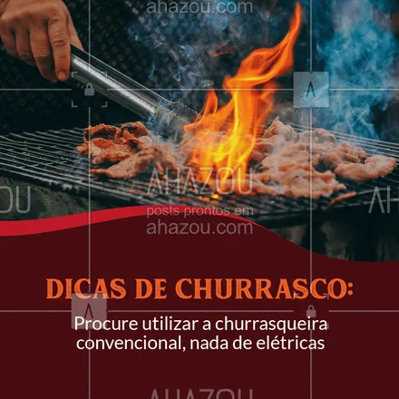 posts, legendas e frases de açougue & churrasco para whatsapp, instagram e facebook: Sempre que for possível ao fazer um churrasco, utilize a churrasqueira convencional, evite utilizar churrasqueiras elétricas, isso porque a própria fumaça se torna uma espécie de "ingrediente" para a carne, o que traz um sabor inconfundível e repleto de nuances. 🍖🔥 #ahazoutaste #açougue #barbecue #churrasco #churrascoterapia #dicasdechurrasco #churrascoperfeito