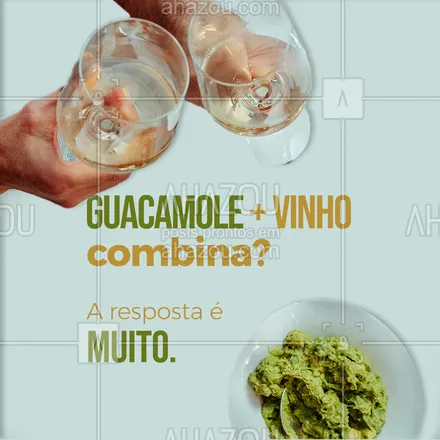 posts, legendas e frases de cozinha mexicana para whatsapp, instagram e facebook: Se você ama vinho e ama um bom guacamole, pode se jogar nessa combinação. O vinho branco harmoniza perfeitamente com o frescor do guacamole, de preferência os vinhos Chardonnay. #comidamexicana #cozinhamexicana #nachos #texmex #vivamexico #ahazoutaste#dicas #sabor #qualidade #tradição