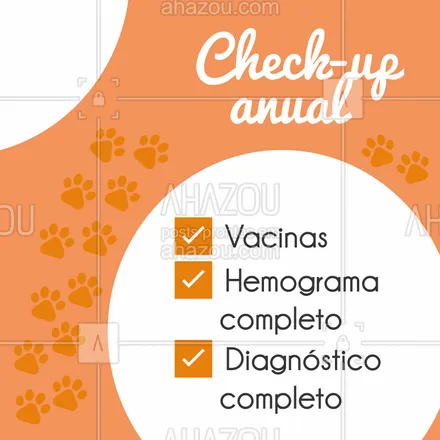 posts, legendas e frases de veterinário para whatsapp, instagram e facebook: Muitas doenças podem ser prevenidas e antecipadas com um check-up completo! Cuide do seu pet e previna ao invés de tratar. ? #checkup #ahazoupet #veterinario #animais #cachorro #gato