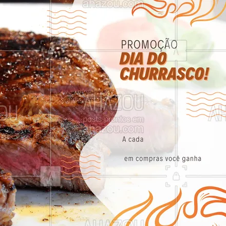 posts, legendas e frases de açougue & churrasco para whatsapp, instagram e facebook: Não tem coisa melhor que comemorar o Dia do churrasco, com um delicioso churrasco! Venha aproveitar nossa promoção e comemore com sua família! #churrasco #bbq #açougue #barbecue #ahazoutaste #churrascoterapia #meatlover #promoçao #desconto #diadochurrasco
