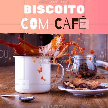 posts, legendas e frases de cafés para whatsapp, instagram e facebook: Quer combinação melhor do que essa? Só se você vier comer os dois aqui! #biscoito #ahazou #biscoitocomleite #cafeteria