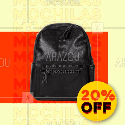 posts, legendas e frases de acessórios para whatsapp, instagram e facebook: Corre que é por tempo limitado, todas os nossos modelos de mochilas com 20% OFF ??

#mochilas #acessoriosfemininos #ahazou #moda #promoção 