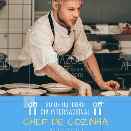 posts, legendas e frases de assuntos variados de gastronomia para whatsapp, instagram e facebook: Parabéns a todos os chefs de cozinha do MUNDO! <3 #diainternacional #chefsahz #ahazou #gastronomia