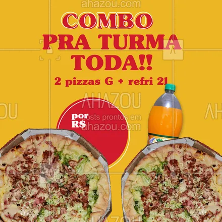 posts, legendas e frases de pizzaria para whatsapp, instagram e facebook: Hoje é dia de comer bastante com a turma reunida! Aproveite nossa promoção! 🍕
#ahazoutaste #pizzaria  #pizza  #pizzalife  #pizzalovers #combo #promo