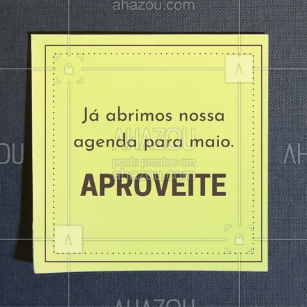 posts, legendas e frases de posts para todos para whatsapp, instagram e facebook: Comece maio com o pé direito, sabendo que seu horário com a gente já está reservado. Estamos te esperando. #frasesmotivacionais #motivacionais #motivacional #ahazou #quote #horarios #agenda #agendaaberta #agendaabertamaio