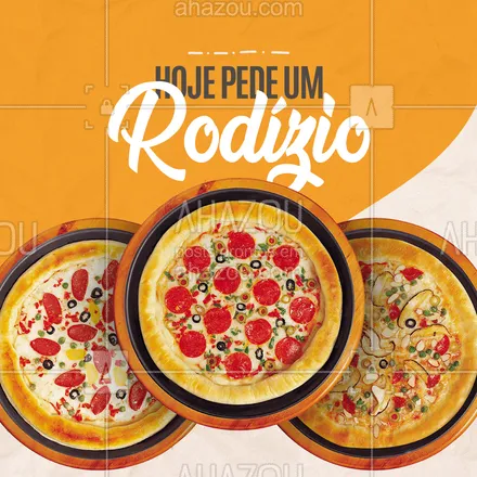 posts, legendas e frases de pizzaria para whatsapp, instagram e facebook: Que tal um rodízio para hoje? Visites-nos: [INSERIR ENDEREÇO] ? 
 #ahazoutaste  #pizzalife #pizzalovers #pizza #pizzaria #rodizio