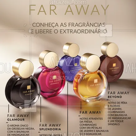 posts, legendas e frases de avon para whatsapp, instagram e facebook: Perfumes marcantes com toda a sofisticação da Baunilha de Madagascar como 
assinatura olfativa, combinados com os ingredientes mais nobres da perfumaria mundial.

Far Away. Libere o extraordinário ✨ #ahazouavon #ahazourevenda