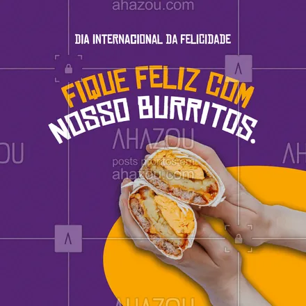posts, legendas e frases de cozinha mexicana para whatsapp, instagram e facebook: Burritos são a tradução de felicidade em forma de comida.
Peça o seu e se apaixone.

#ahazoutaste  #cozinhamexicana  #comidamexicana  #nachos  #vivamexico  #texmex 