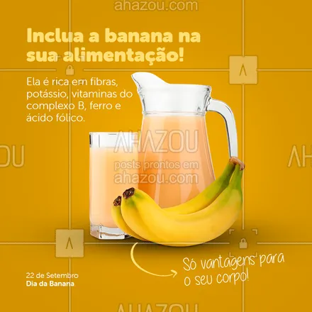 posts, legendas e frases de hortifruti para whatsapp, instagram e facebook: Aproveite o dia da banana para dar uma passadinha aqui! 😉🍌
#banana #diadabanana #ahazoutaste  #hortifruti  #frutas  #mercearia 