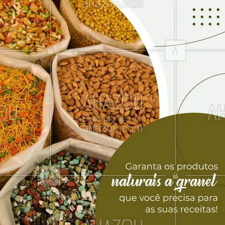 posts, legendas e frases de saudável & vegetariano para whatsapp, instagram e facebook: Visite-nos e confira nossa variedade de produtos naturais a granel! 🥰  #produtosnaturais #ahazoutaste #agranel #delivery  #vegan  #fit 