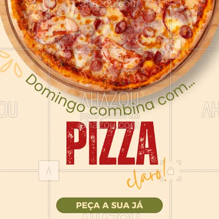 posts, legendas e frases de  para whatsapp, instagram e facebook: Desliga o fogão, relaxa e curte o fim de semana com o sabor mais amado do mundo.
Domingo é dia de pizza em casa!
#domingodepizza #pizzapratodos #descansaecome #pizzanocoração #finaldesemanasaboroso