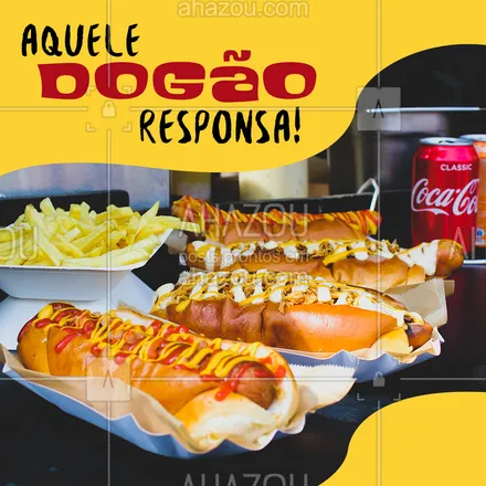 posts, legendas e frases de comidas variadas para whatsapp, instagram e facebook: Bateu aquela fome? Vem pro [insira sua marca] ????? #hotdog #aquelagfome #dogão #amohotdog