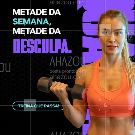 posts, legendas e frases de personal trainer para whatsapp, instagram e facebook: A famosa “meia semana” chegou! E nada melhor do que um treino pra renovar as forças e mandar o estresse embora! 😤🔥
Te espero no treino de hoje? #QuartaDoTreino #SaúdeMentalEFísica #TreinarÉViver #MetadeDaSemana #BoraTreinar