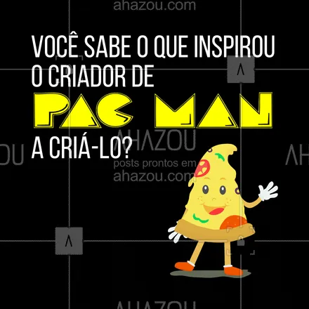 posts, legendas e frases de pizzaria para whatsapp, instagram e facebook: Pac-Man foi lançado em 1980, mas até hoje permanece como um dos videogames mais populares da história. Mas você sabia que o famosinho foi inspirado em um formato de pizza? O designer de jogos da Namco, Toru Iwatami, teve a ideia enquanto jantava com amigos, ele percebeu que a pizza servida, sem uma fatia, lembrava uma boca aberta. ??  #pizzaria #pizza #pizzalife #pizzalovers
