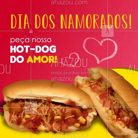 posts, legendas e frases de hot dog  para whatsapp, instagram e facebook: Preparamos um hot dog especial para o dia dos namorados! Recheado de amor e carinho!
Peça no nosso whats, vocês vão adorar! ??
#ahazoutaste #dogao #food #hotdog #comida #foodlovers #hotdog #diadosnamorados #hotdogdoamor #hotdoglovers #hotdoggourmet #food #hotdogDelicioso #ahazoutaste 