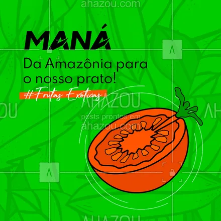 posts, legendas e frases de hortifruti para whatsapp, instagram e facebook: Maná é uma fruta natural da Amazônia, com um sabor suave, muito parecido com tomate. Pode  ser consumida crua (in natura), como geléia e acompanha muito bem receita com carne, peixe e frango. Conta aqui pra gente se você já conhecia o Maná! #ahazoutaste #alimentacaosaudavel  #hortifruti  #mercearia  #organic  #qualidade  #vidasaudavel  #frutasexoticas #mana