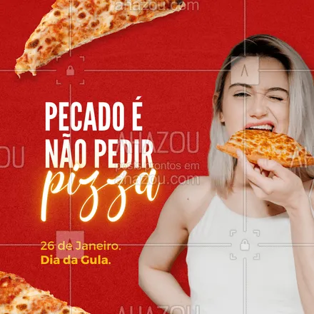 posts, legendas e frases de pizzaria para whatsapp, instagram e facebook: Vai cometer esse pecado? #ahazoutaste #pizza #pizzaria #pecado #diadagula #gula
