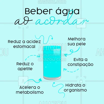 posts, legendas e frases de assuntos variados de Saúde e Bem-Estar para whatsapp, instagram e facebook: Adote o hábito de tomar um copo d'água pela manhã e sinta a diferença! #copodeágua #água #ahazousaúde #saúde #bandbeauty