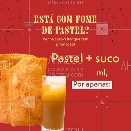 posts, legendas e frases de pastelaria  para whatsapp, instagram e facebook: Venha aproveitar esse combão suco + pastel por apenas (inserir valor). #foodlovers #instafood #pastelaria #ahazoutaste #pastelrecheado #amopastel #pastel #promoçao #combo