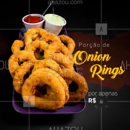 posts, legendas e frases de bares para whatsapp, instagram e facebook: Venha experimentar nossa deliciosa porção de Onion Rings por apenas R$ XX.

#OnionRings #AnéisDeCebola #gastronomia #ahazou 