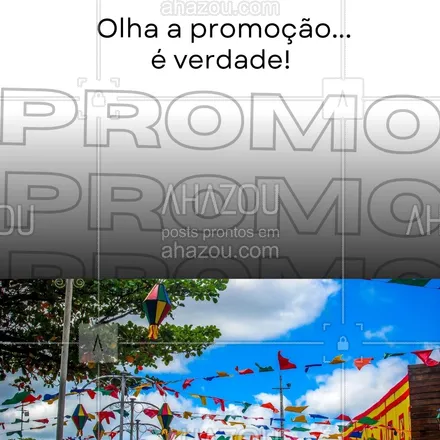 posts, legendas e frases de posts para todos para whatsapp, instagram e facebook: O mês das festas juninas chegou e com ele, uma chuva de promoções. 🥰🤠 #sãojoão #promocional #festajunina #ahazou #promoção #arraiá 