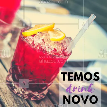 posts, legendas e frases de bares para whatsapp, instagram e facebook: Temos drinks novos! ❤️️ Venha nos contar seu favorito! #drinks #ahazou #novosdrinks #bebida #bar