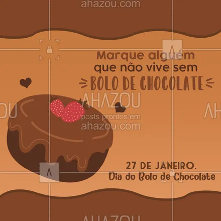 posts, legendas e frases de assuntos variados de gastronomia para whatsapp, instagram e facebook: E você, também não vive sem bolo de chocolate? #ahazoutaste #marqueumamigo #bolodechocolate #chocolate #bolos