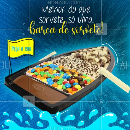 posts, legendas e frases de gelados & açaiteria para whatsapp, instagram e facebook: Se sorvete sozinho já é bom, imagina dentro de uma barca?! ???  
#Sorvete #BarcadeSorvete #ahazoutaste #Sorveteria  #gelados