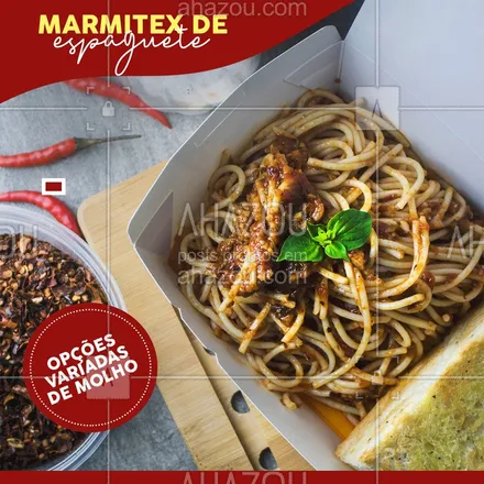 posts, legendas e frases de marmitas para whatsapp, instagram e facebook: Para quem não vive sem uma boa massa! Opções diferentes de molho diariamente. Faça seu pedido. ??? #marmitas #marmitex #AhazouTaste #comida #delivery #food #instafood #taste #espaguete #massas