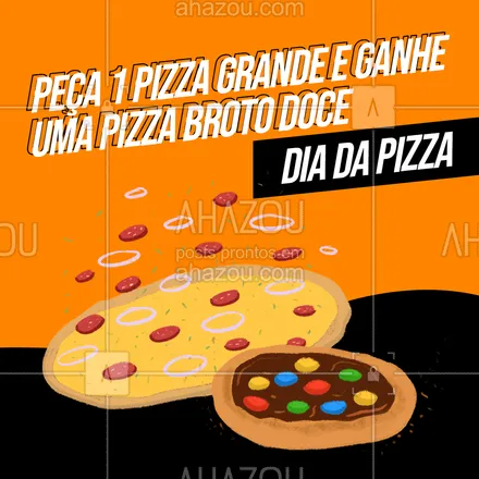 posts, legendas e frases de pizzaria para whatsapp, instagram e facebook: HMMM! Nada melhor que uma pizza doce para saborear nesse dia tão especial! Aproveite e faça já o seu pedido! ?#pizzabroto #ahazoutaste #Diadapizza #promoção #pizzalovers #pizzaria